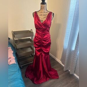 Red Satin Mermaid Dress